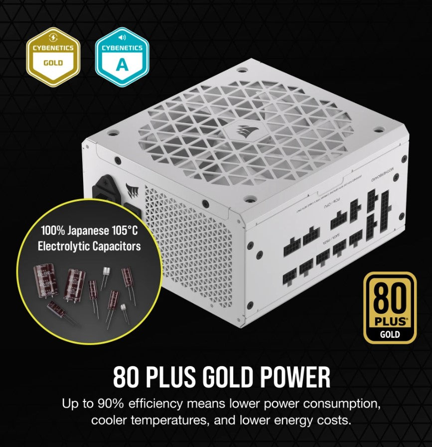 Corsair RMx Shift White Series, RM850x Shift White, 850 Watt, 80 PLUS GOLD Certified, Fully Modular Power Supply Corsair RMx Shift White Series, RM850x Shift White, 850 Watt, 80 PLUS GOLD Certified, Fully Modular Power Supply
